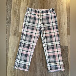 Plaid gray and pink pj bottoms size large